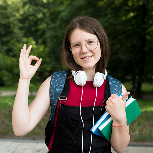 Confident student ready for college admissions, with a standout digital profile with Student Profile Pro’s digital amplification services.